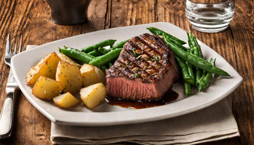 steak potatoes and green beans