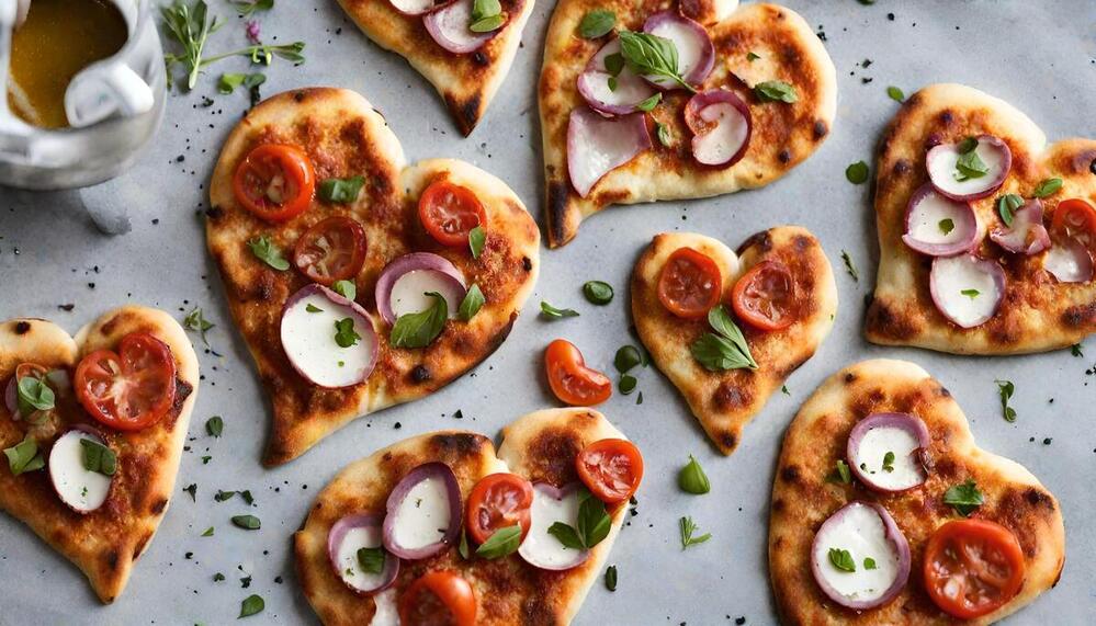 Mini Heart-Shaped Naan Pizzas