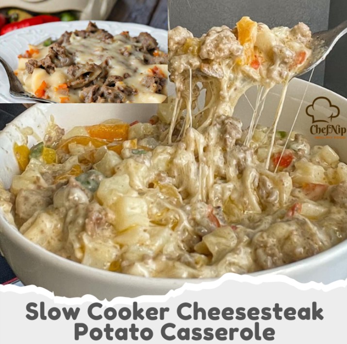 Slow Cooker Cheesesteak Potato Casserole