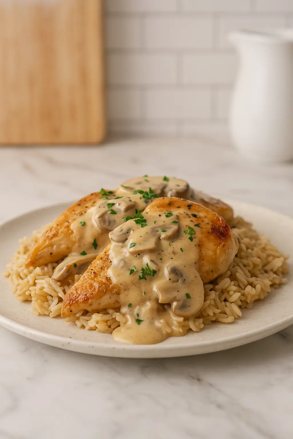 5-Star Creamy Smothered Chicken and Rice Dinner