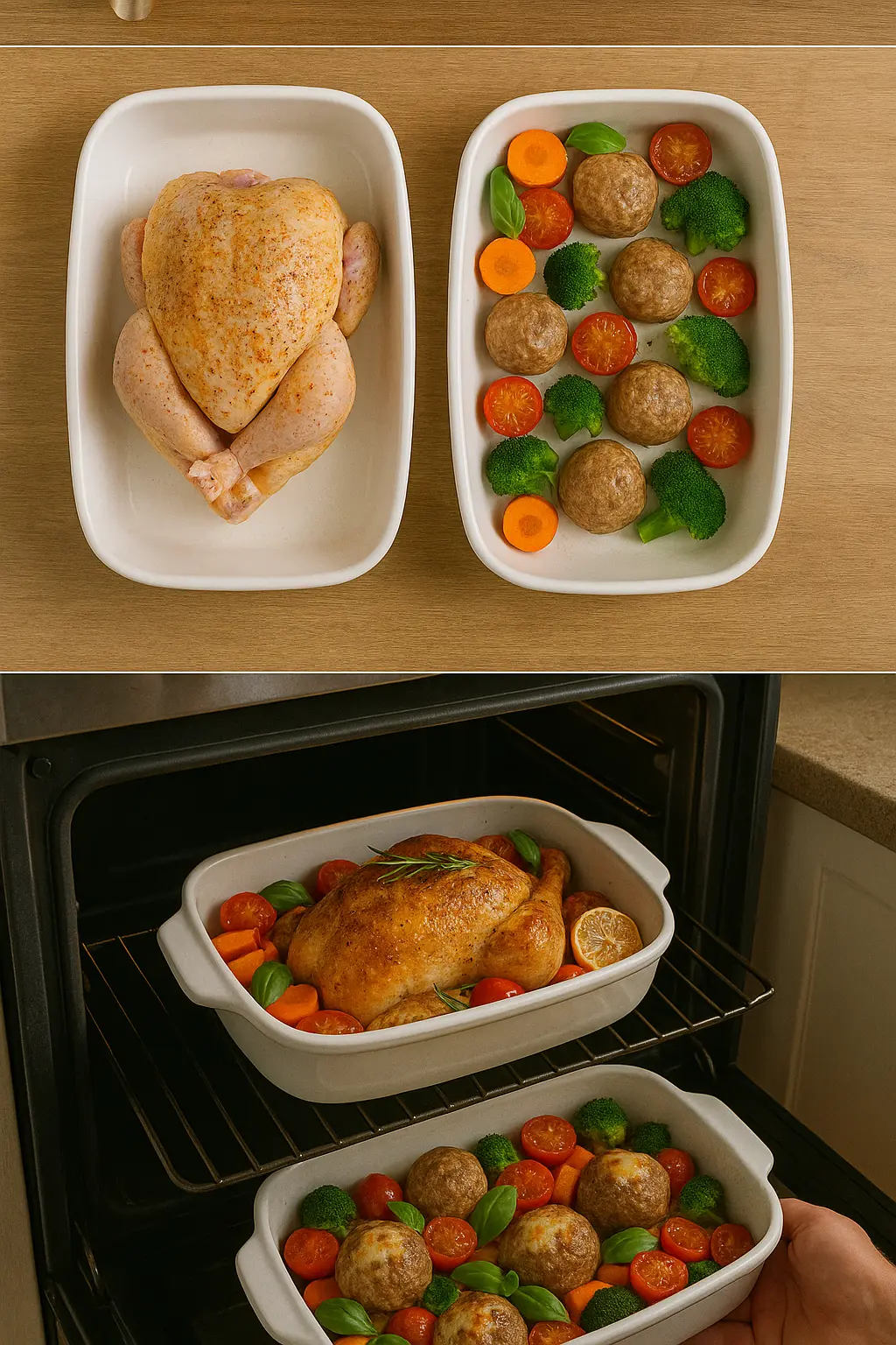 dishes in oven