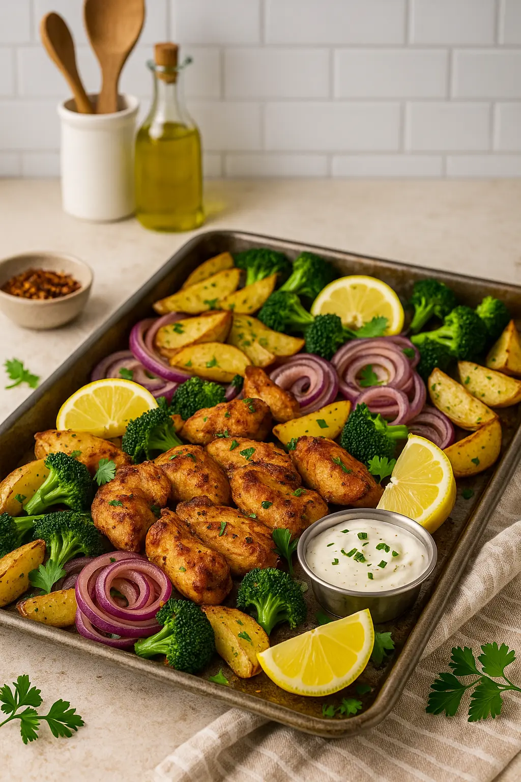 4 Easy Steps to Chicken Shawarma Sheet Pan Dinner