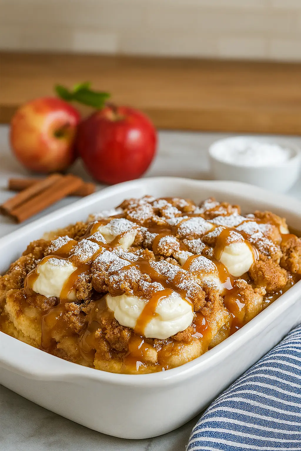5 Ingredient Homemade caramel apple cinnamon roll dump cake Recipe