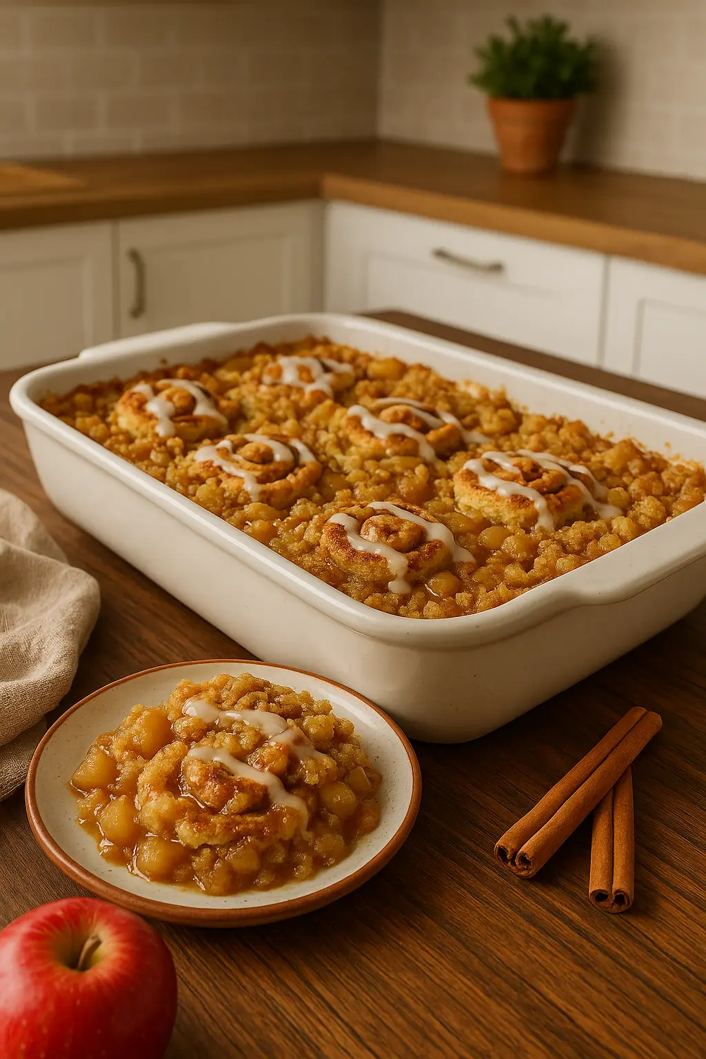 caramel apple cinnamon roll dump cake