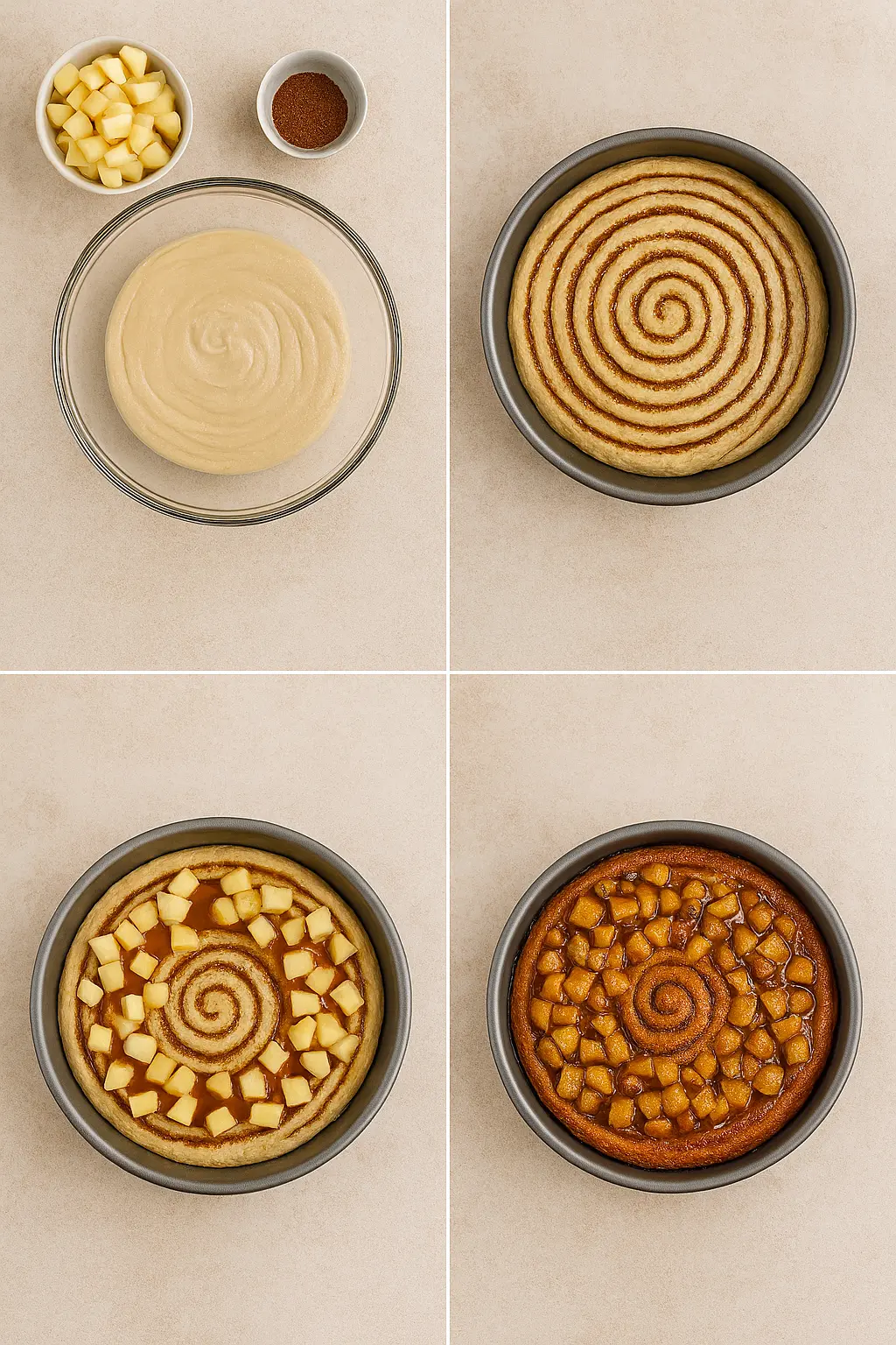 warm caramel apple cinnamon roll cake