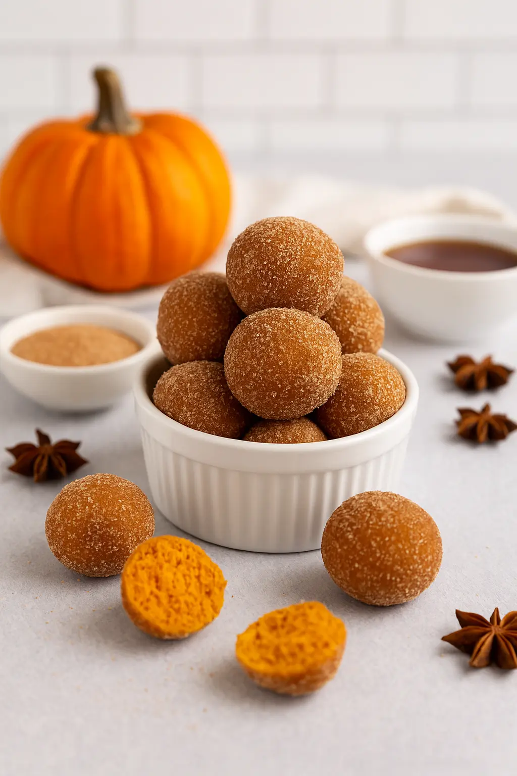 5 Steps Easy Homemade Pumpkin Donut Holes