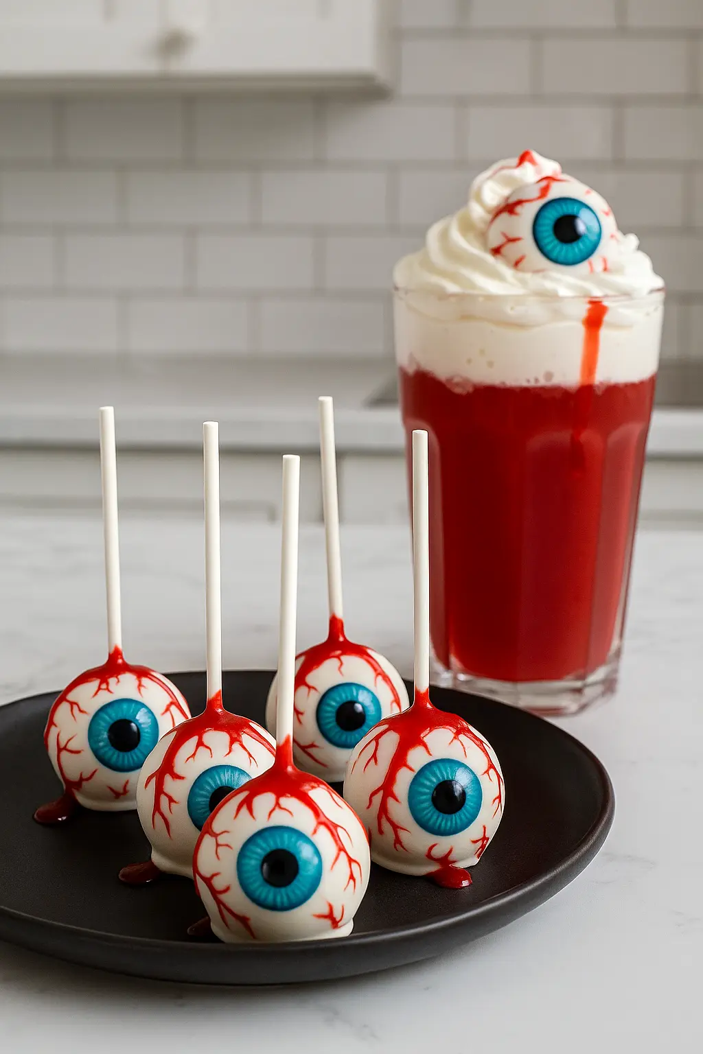 bloody eyeball cake pops