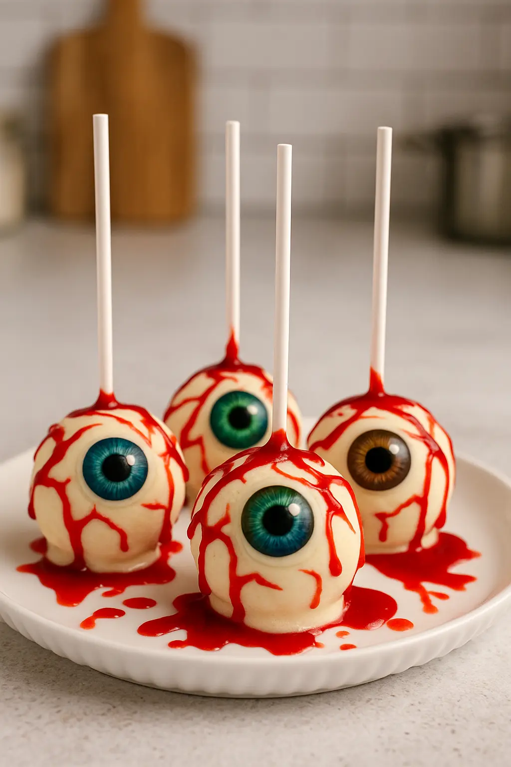 bloody eyeball cake pops