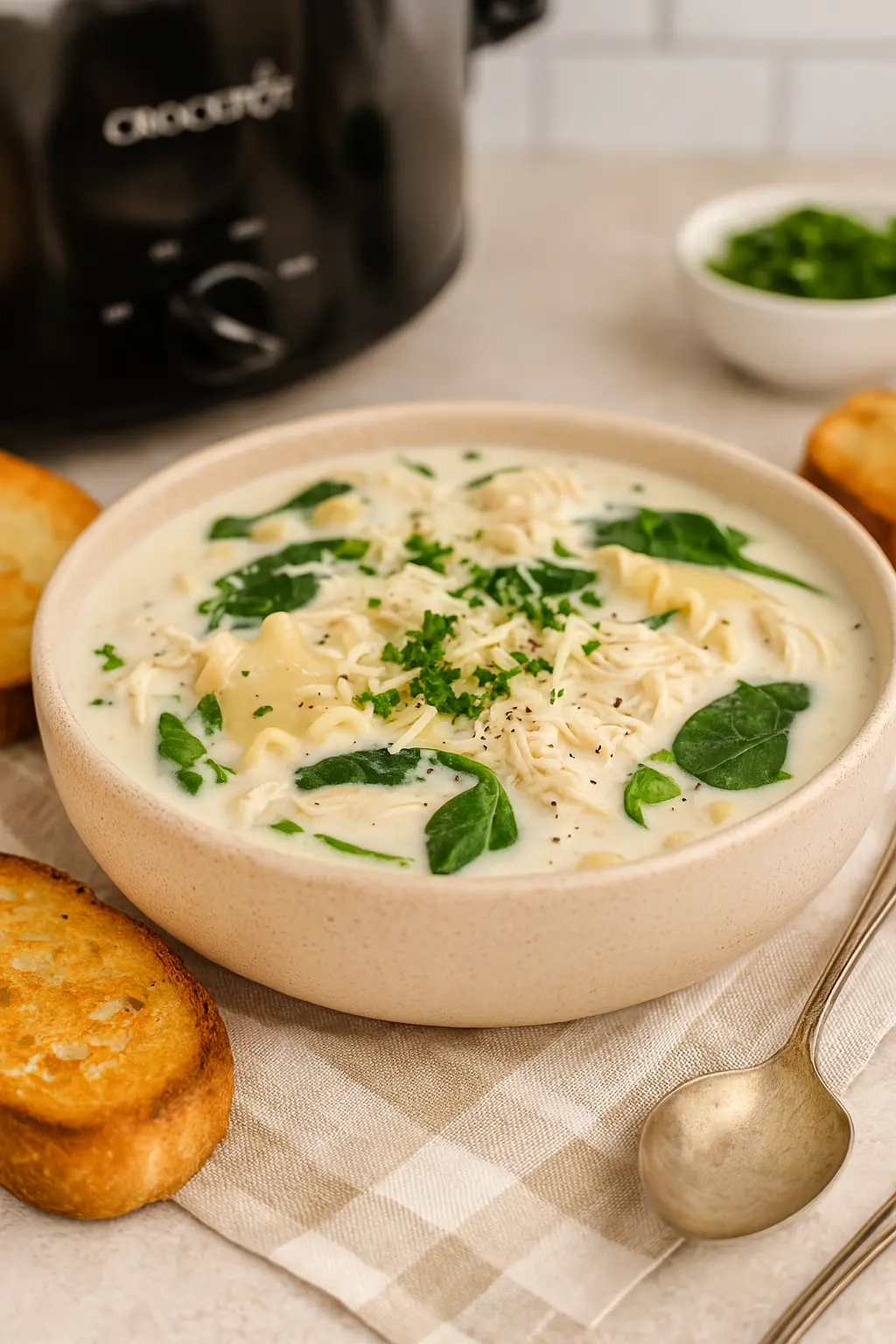 The Best Crockpot White Chicken Lasagna Soup