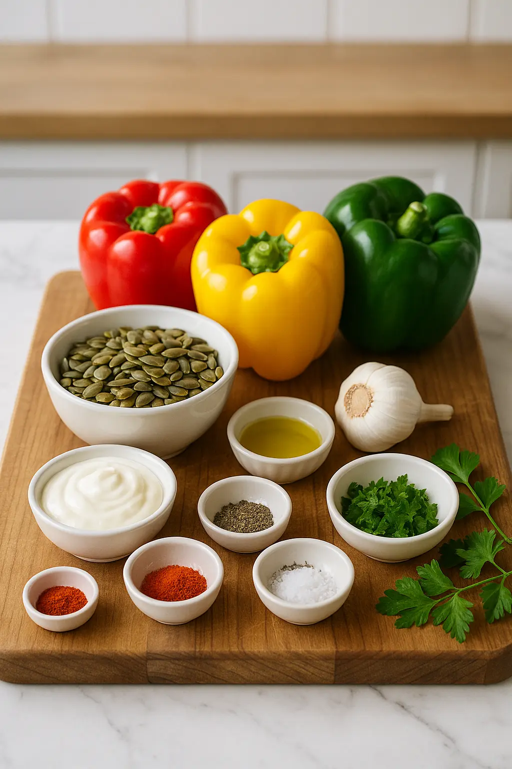 pumpkin seeds with bell peppers