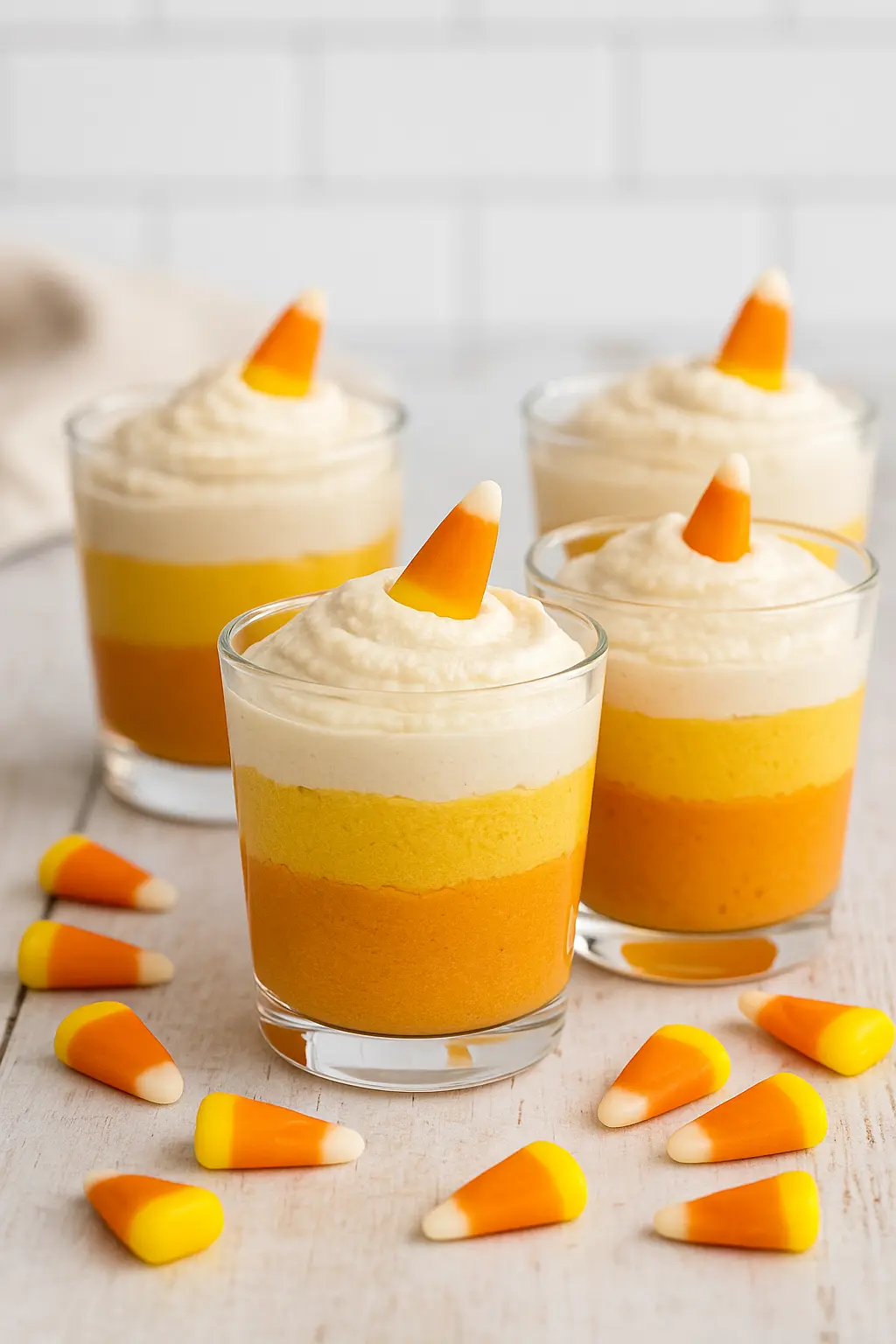 Candy Corn Hummus Cups