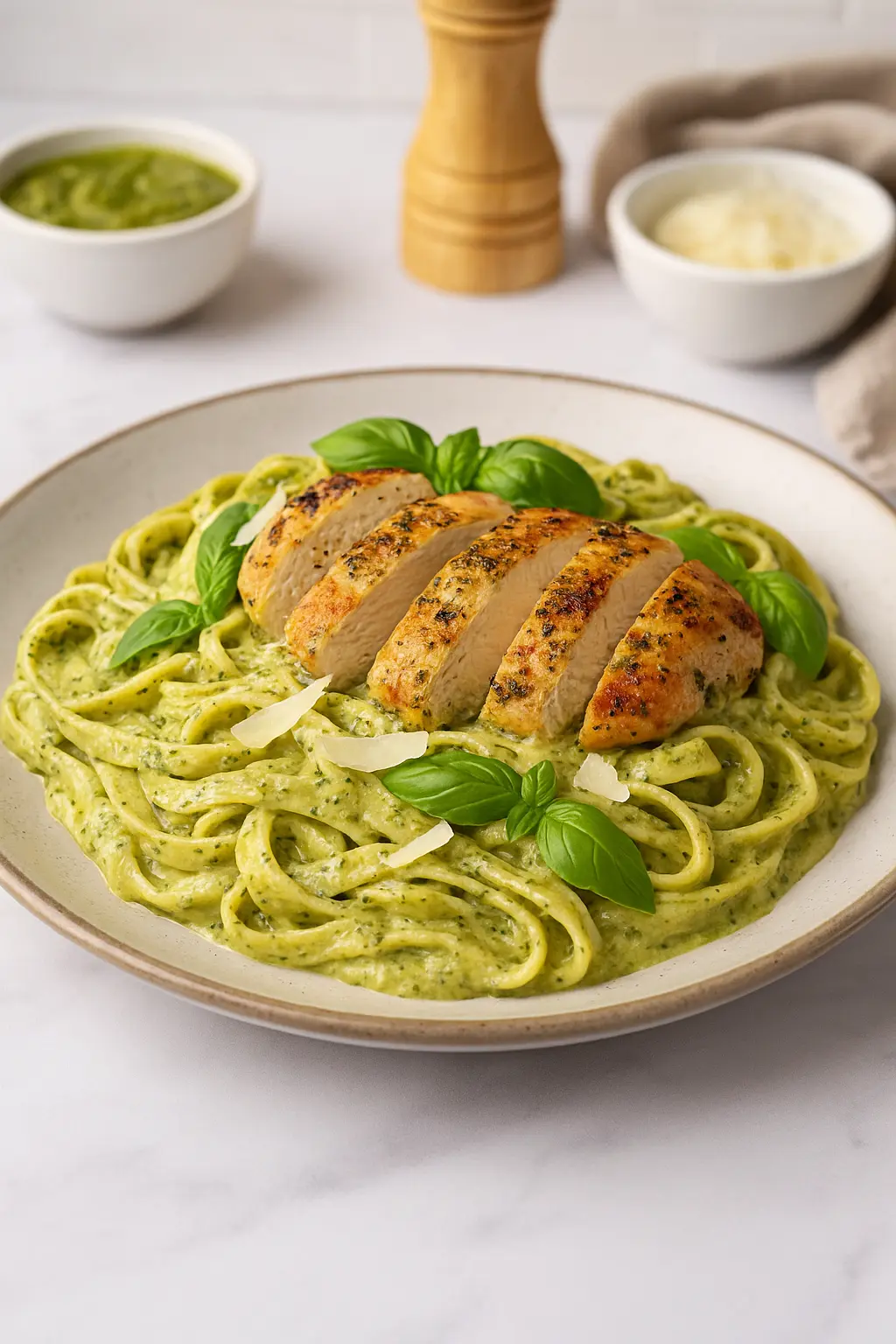 Perfect Homemade Creamy Pasta And Chicken Pesto