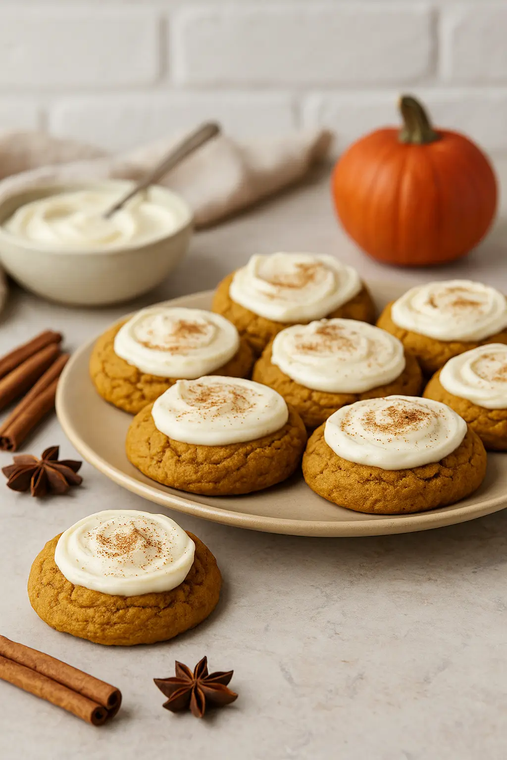 Easy Homemade pumpkin cookies with cream cheese frosting