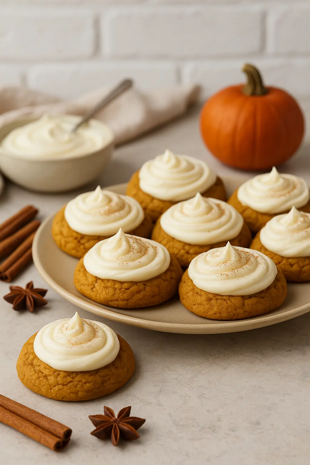 pumpkin cookies with cream cheese frosting